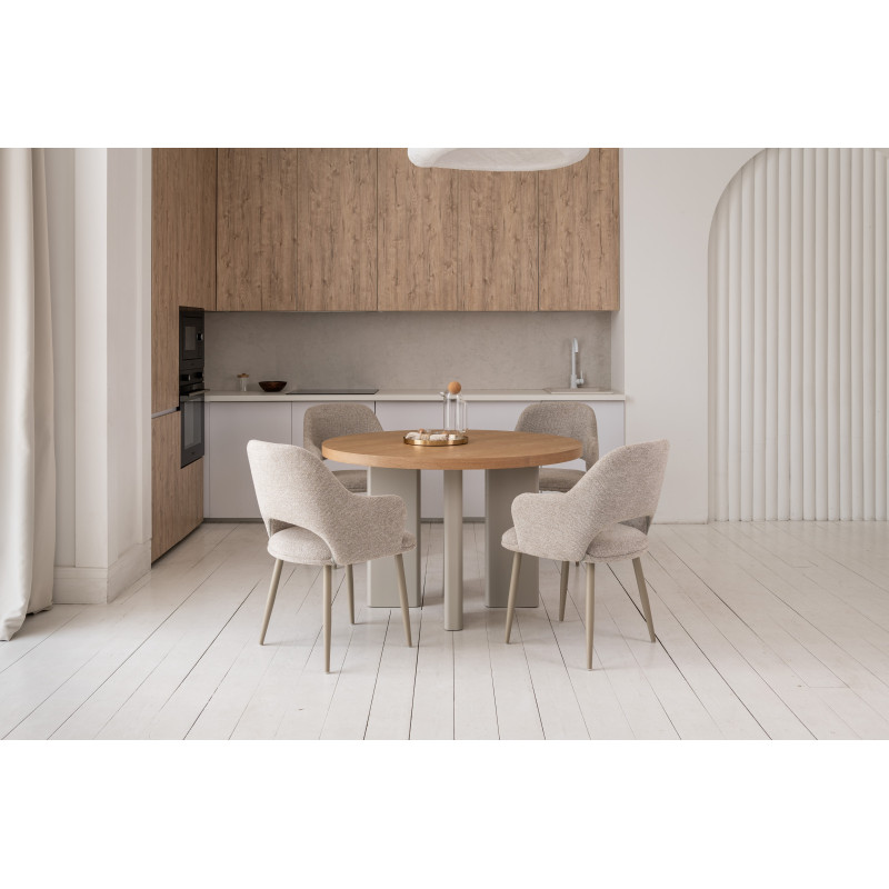 Стол шпонированный МДФ Амбра TM-235 ясень + теплый песок Vetro Mebel