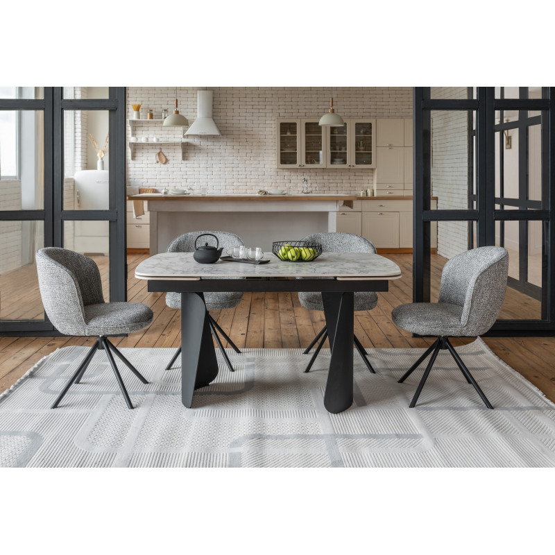 Керамічний стіл Нардо TML-1270 клауді грей + чорний Vetro Mebel