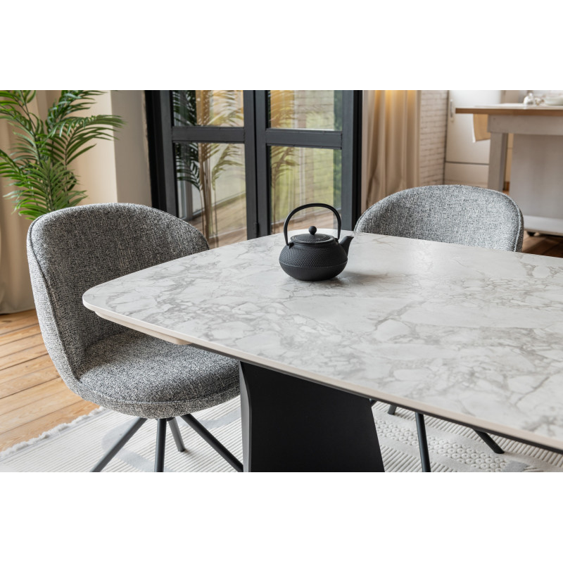 Керамічний стіл Нардо TML-1270 клауді грей + чорний Vetro Mebel