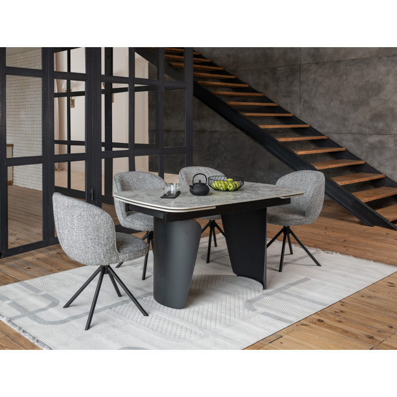 Керамічний стіл Нардо TML-1270 клауді грей + чорний Vetro Mebel