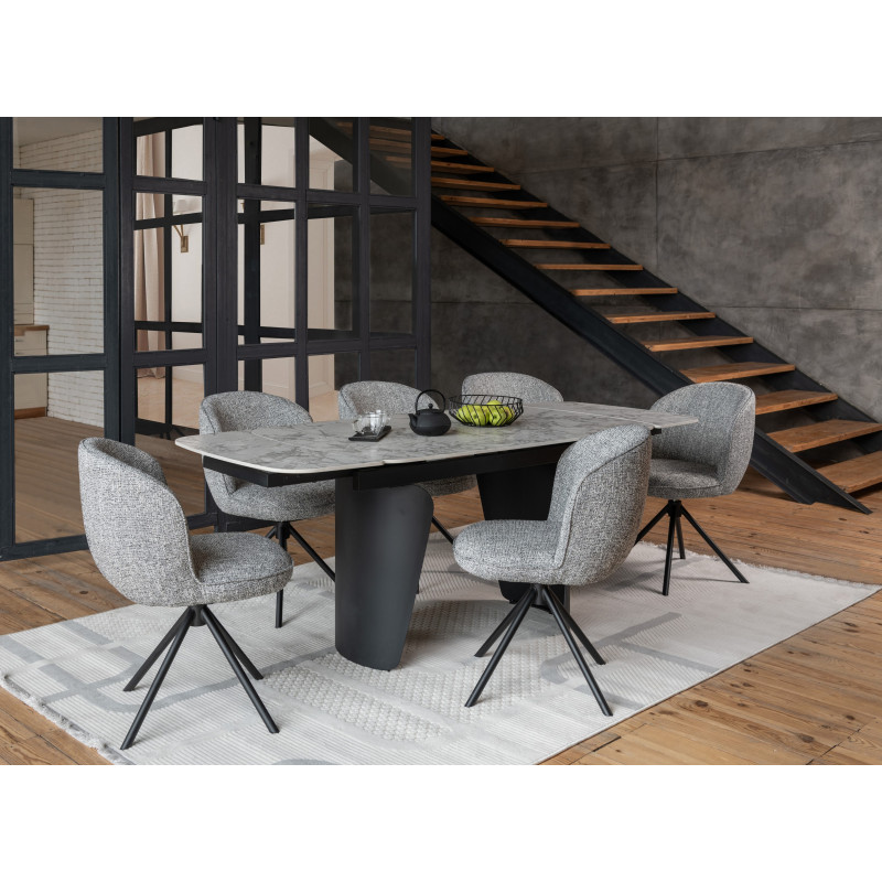 Керамічний стіл Нардо TML-1270 клауді грей + чорний Vetro Mebel