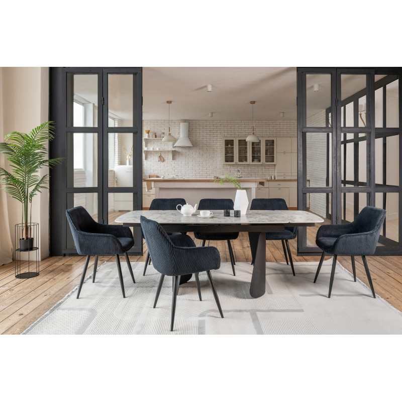 Керамічний стіл Нардо TML-1270 клауді грей + чорний Vetro Mebel