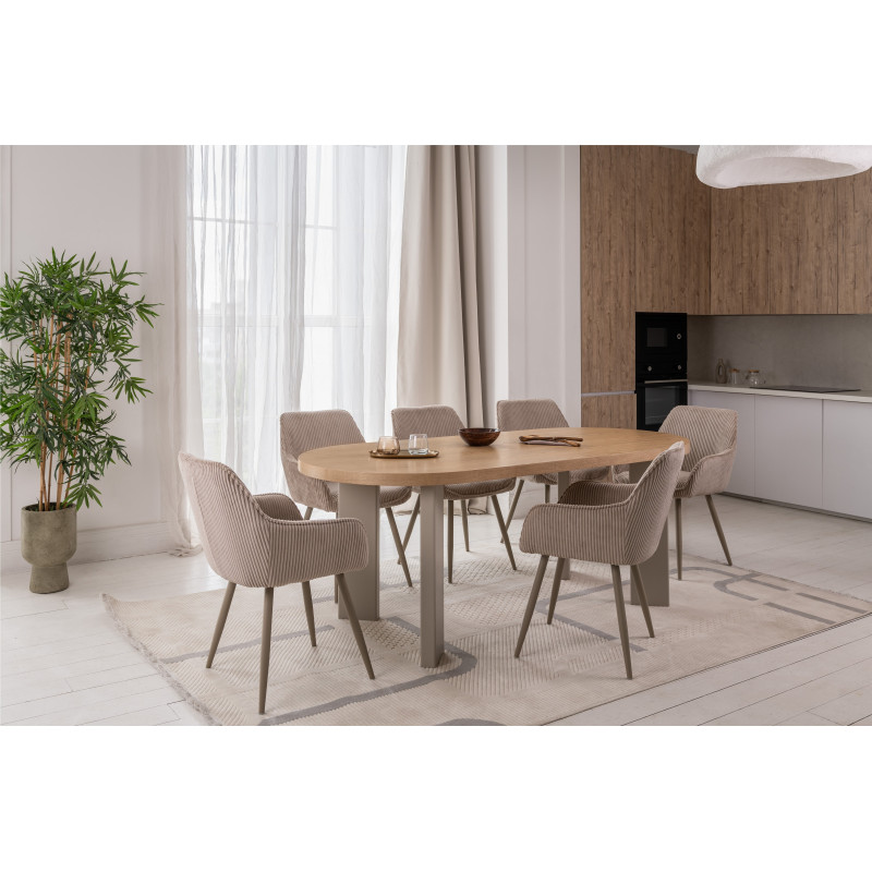 Стол шпонированный МДФ Никколо TM-236 ясень + теплый песок Vetro Mebel