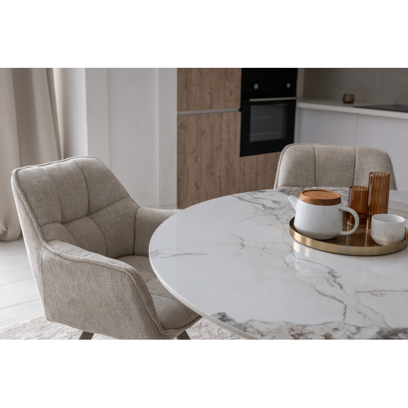 Керамический стол Квинто TM-300 голден сэнд + дуб Vetro Mebel