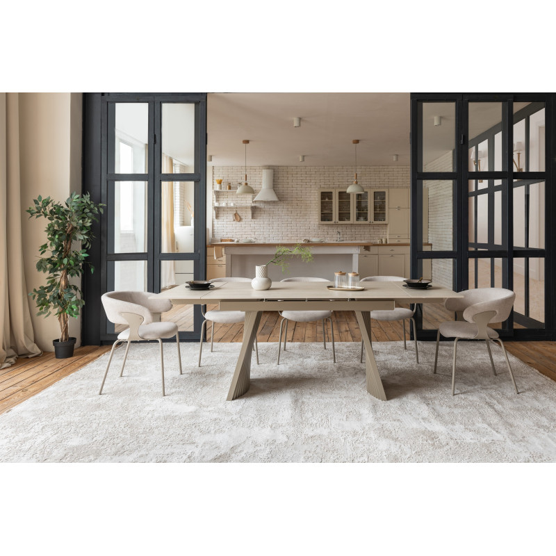 Керамический стол Олимпия TML-985 крема марфиль + бежевый Vetro Mebel