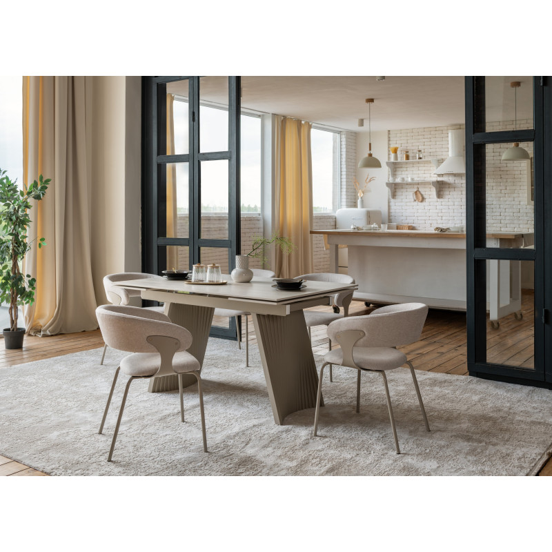 Керамический стол Олимпия TML-985 крема марфиль + бежевый Vetro Mebel