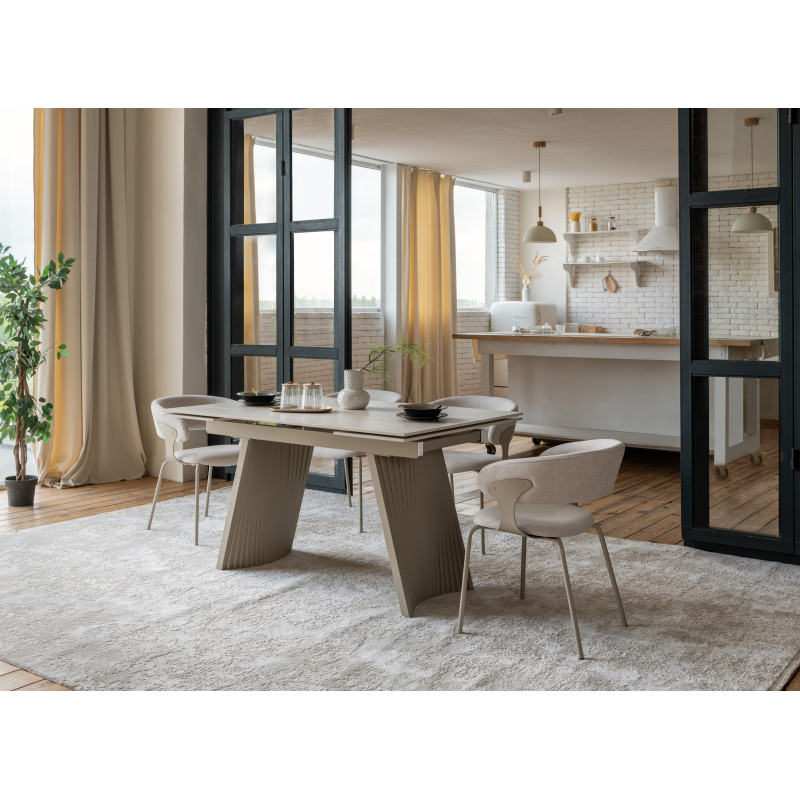 Керамический стол Олимпия TML-985 крема марфиль + бежевый Vetro Mebel