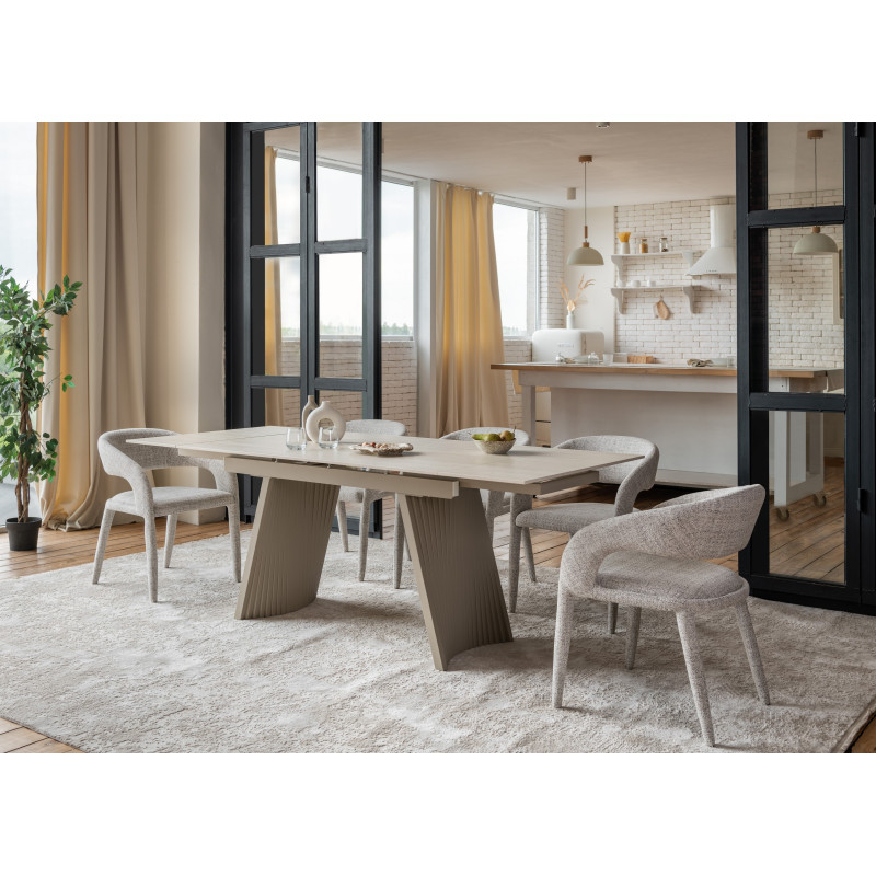 Керамический стол Олимпия TML-985 крема марфиль + бежевый Vetro Mebel