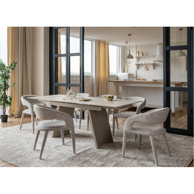 Керамический стол Олимпия TML-985 крема марфиль + бежевый Vetro Mebel