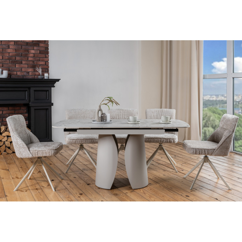 Керамічний стіл Лунаріо TML-1322 клауді грей + айворі Vetro Mebel