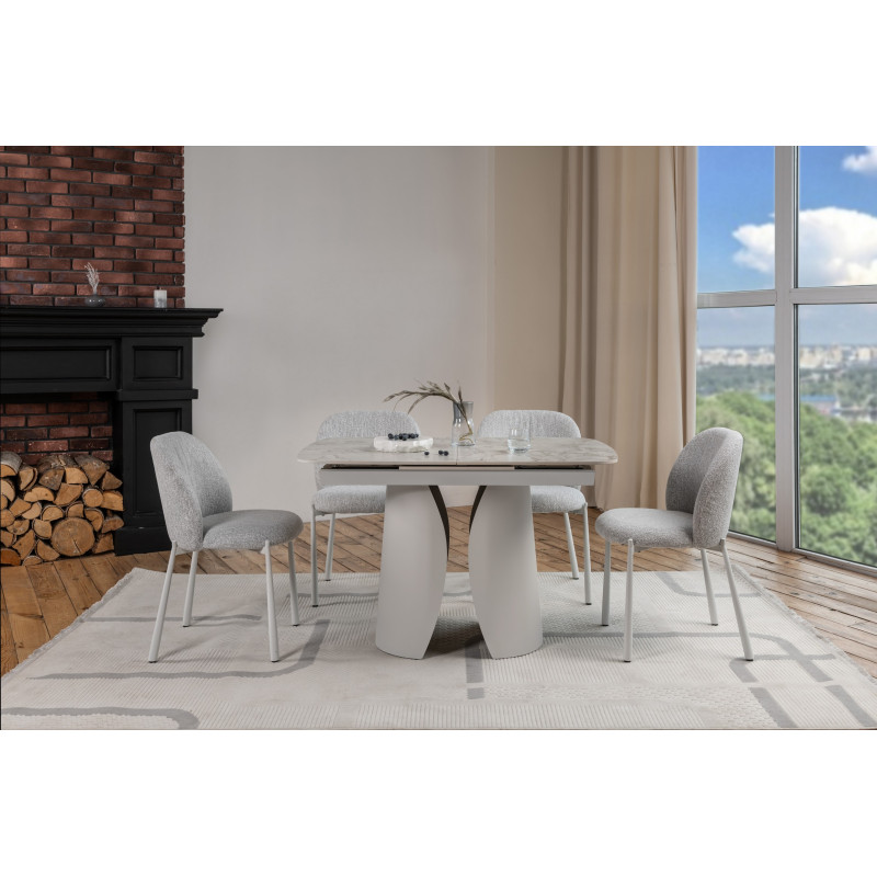 Керамічний стіл Лунаріо TML-1322 клауді грей + айворі Vetro Mebel