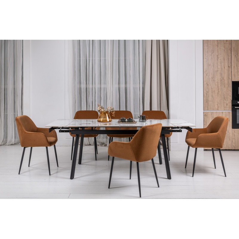 Керамический стол TM-98 панда вайт + черный Vetro Mebel