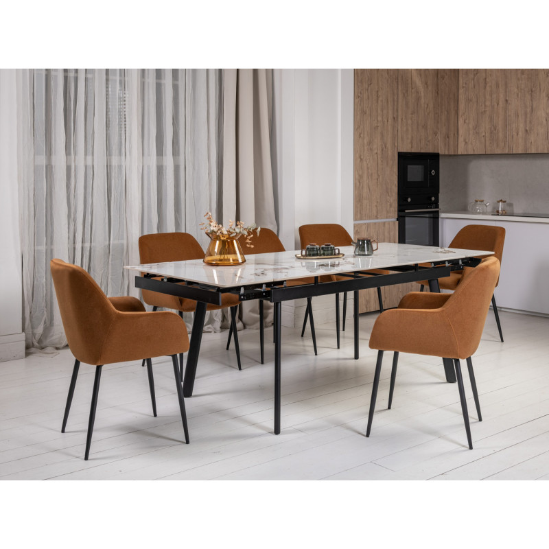 Керамический стол TM-98 панда вайт + черный Vetro Mebel