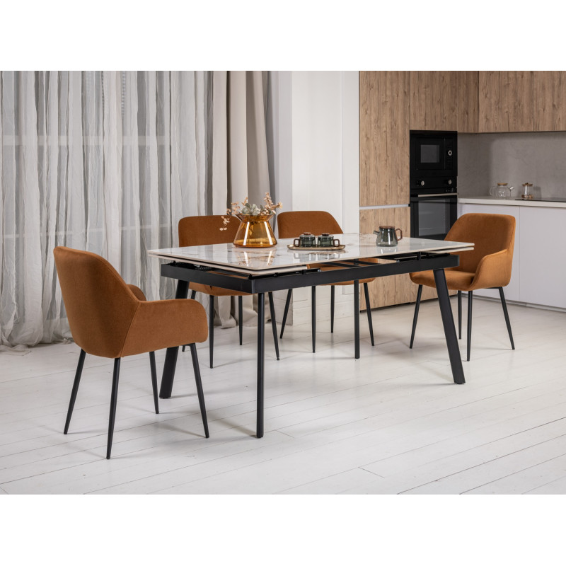 Керамический стол TM-98 панда вайт + черный Vetro Mebel