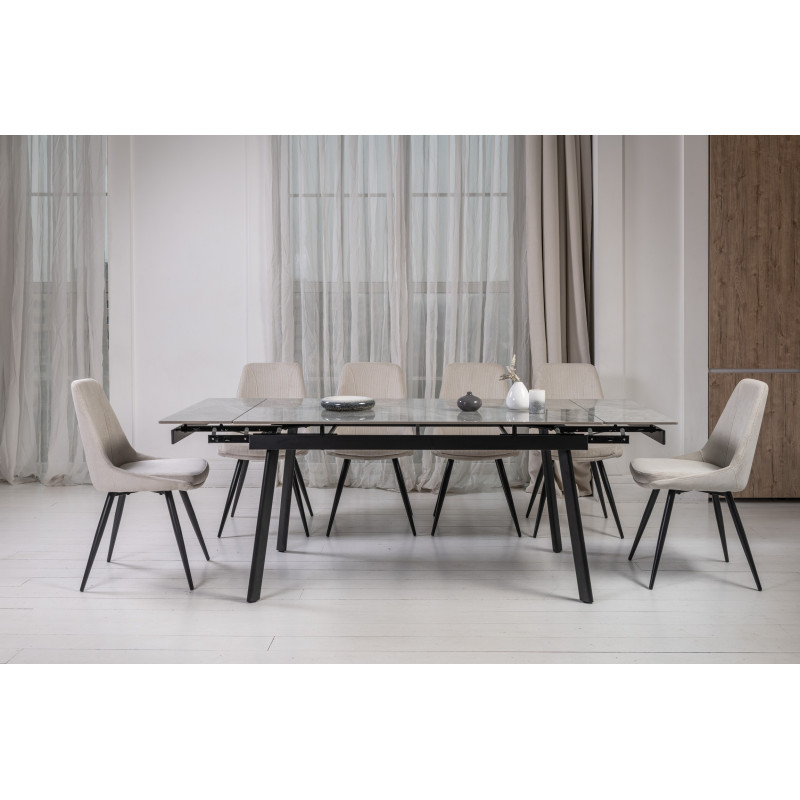 Керамический стол TM-98 бянко каррара грей + черный Vetro Mebel