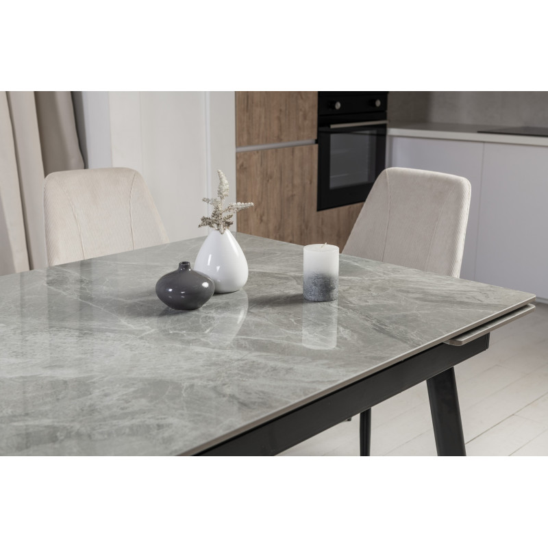 Керамический стол TM-98 бянко каррара грей + черный Vetro Mebel