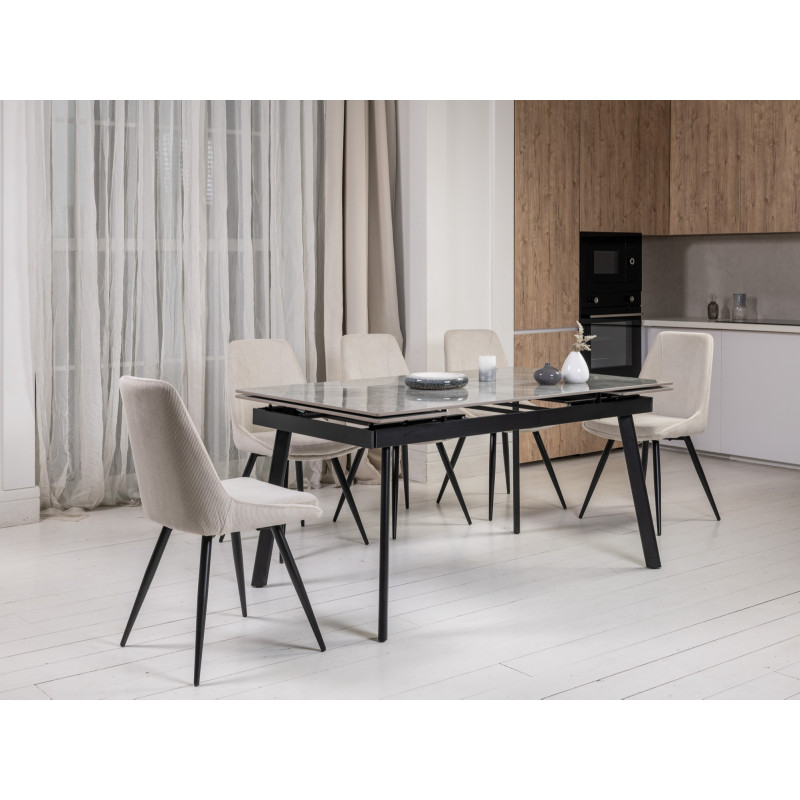 Керамический стол TM-98 бянко каррара грей + черный Vetro Mebel