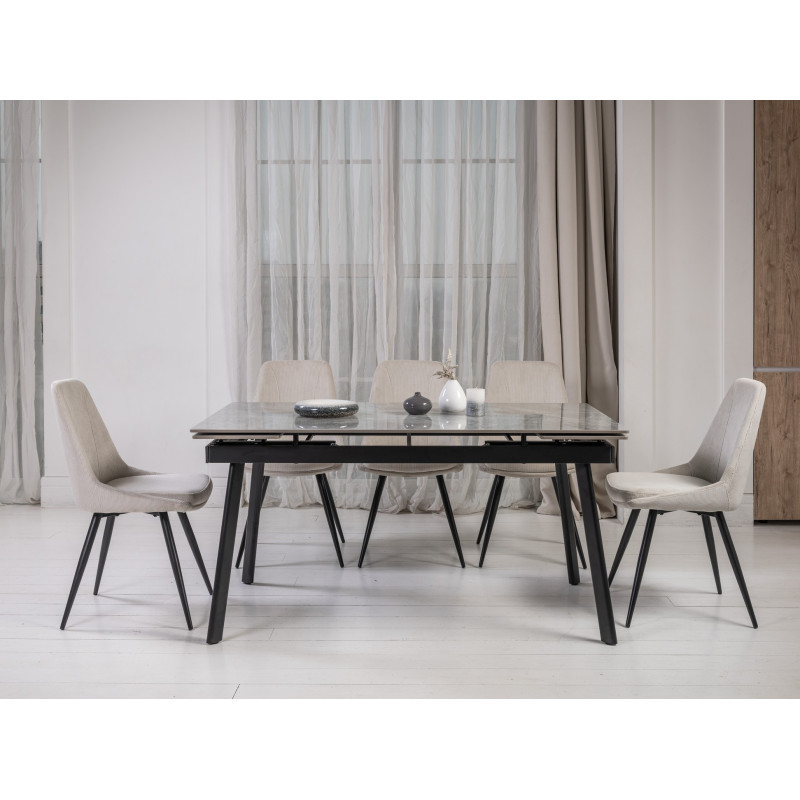 Керамический стол TM-98 бянко каррара грей + черный Vetro Mebel