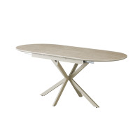 Stół ceramiczny Verona TML-1335 z rzymskim trawertynem i wykończeniem cappuccino firmy Vetro Mebel