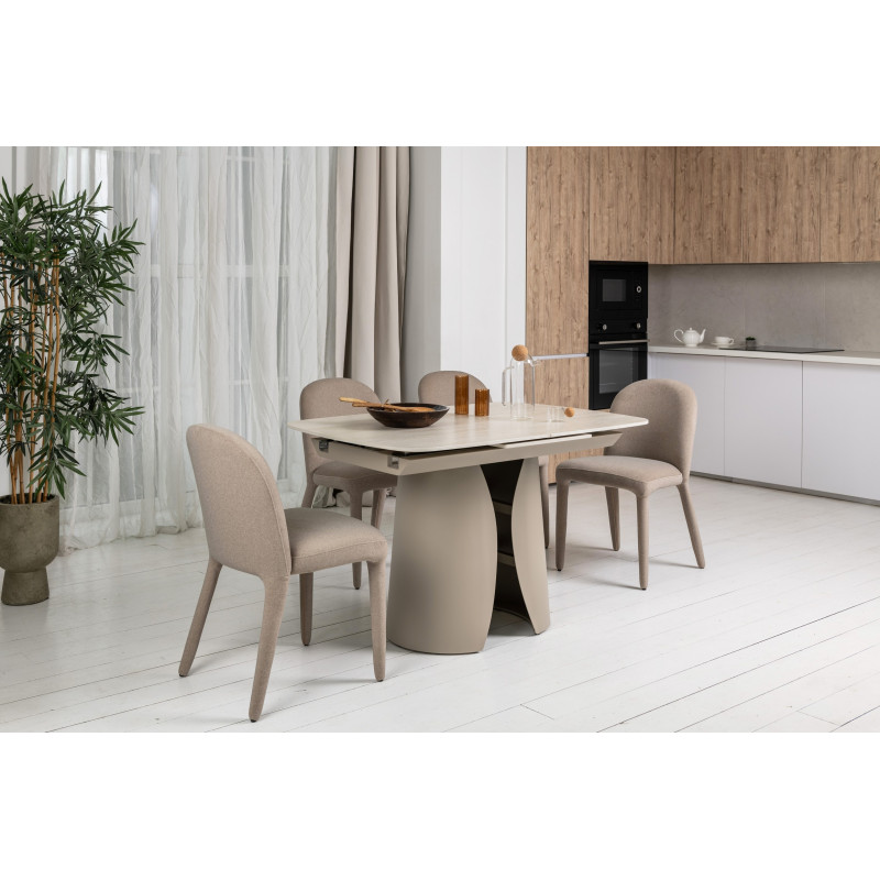Керамический стол Лунарио TML-1322 крема марфиль + капучино Vetro Mebel