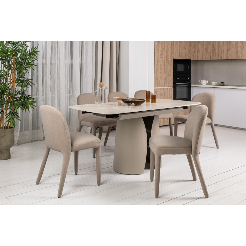 Керамический стол Лунарио TML-1322 крема марфиль + капучино Vetro Mebel