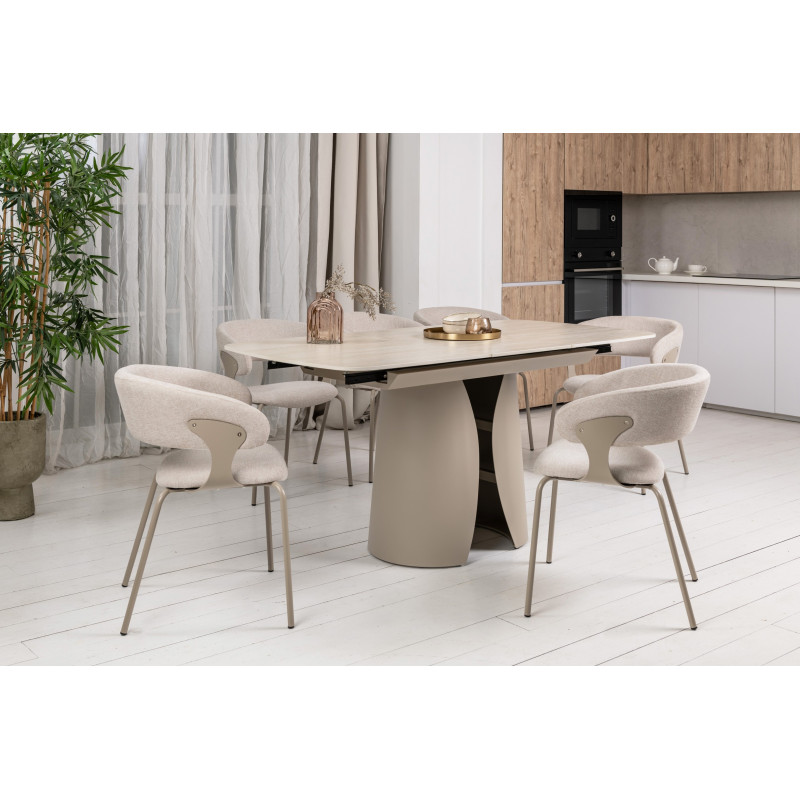 Керамический стол Лунарио TML-1322 крема марфиль + капучино Vetro Mebel