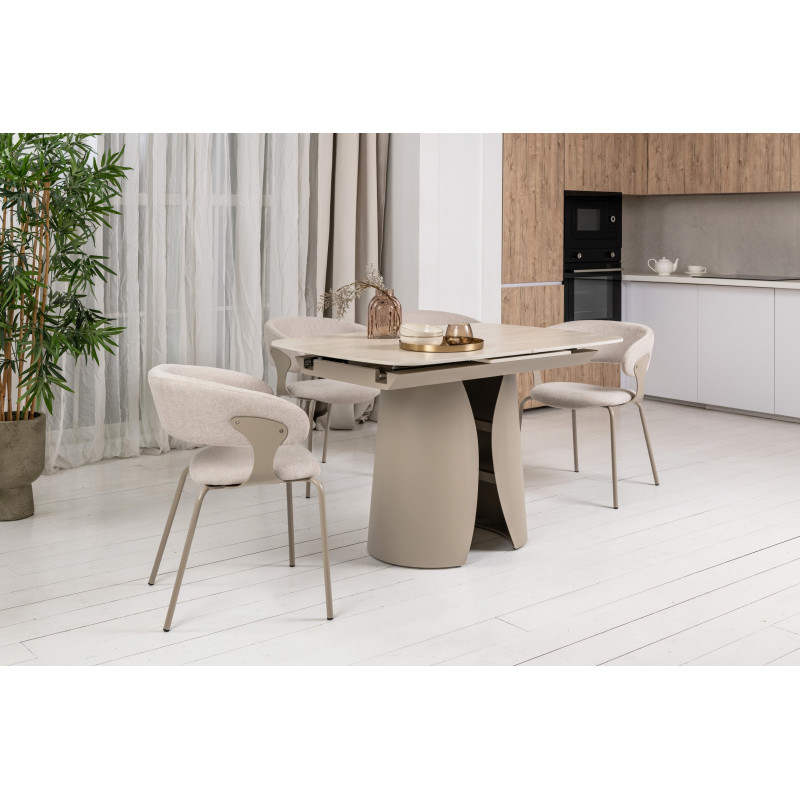 Керамический стол Лунарио TML-1322 крема марфиль + капучино Vetro Mebel