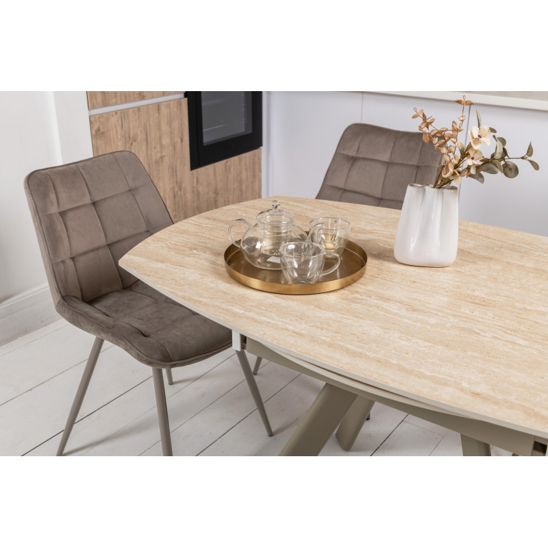 Керамический стол Сиена TML-1240 римский траветрин + капучино Vetro Mebel