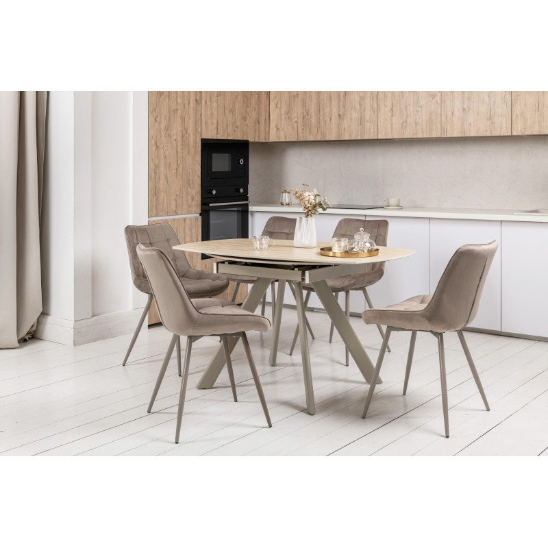 Керамический стол Сиена TML-1240 римский траветрин + капучино Vetro Mebel