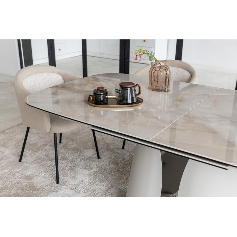 Керамический стол Лунарио TML-1320 айвори оникс + айвори Vetro Mebel