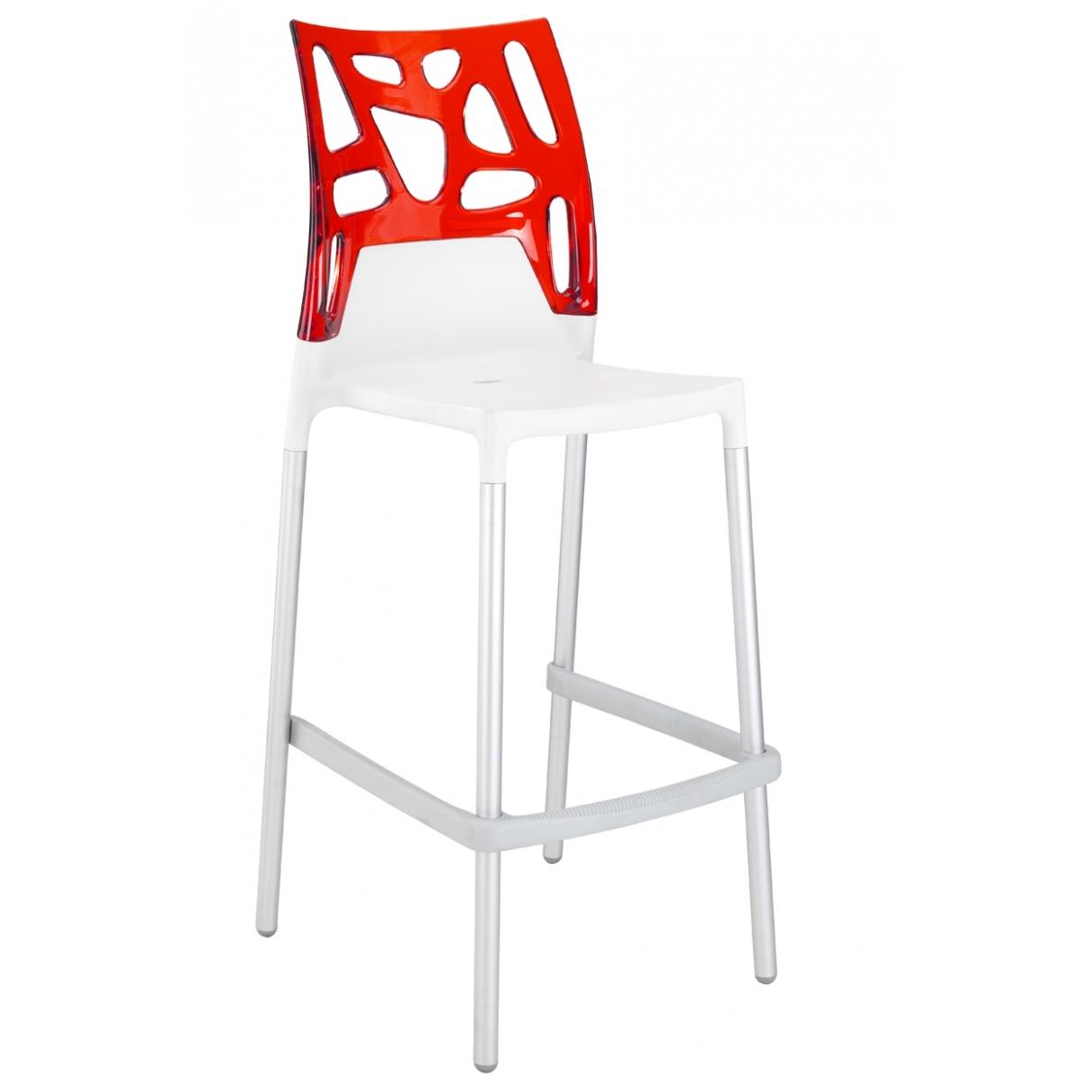 Барный стул Ego-Rock Белый, Прозрачно-красный