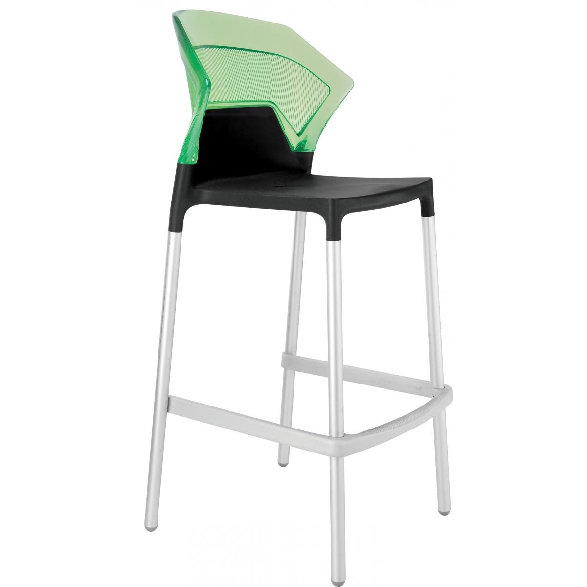 Барний стілець Ego-S Чорний, Прозоро-зелений