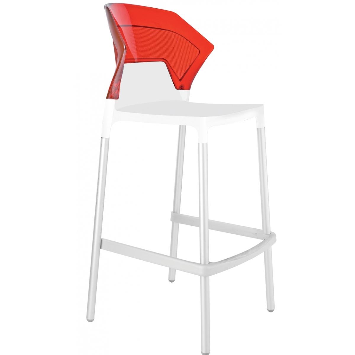 Барний стілець Ego-S Білий, Прозоро-червоний