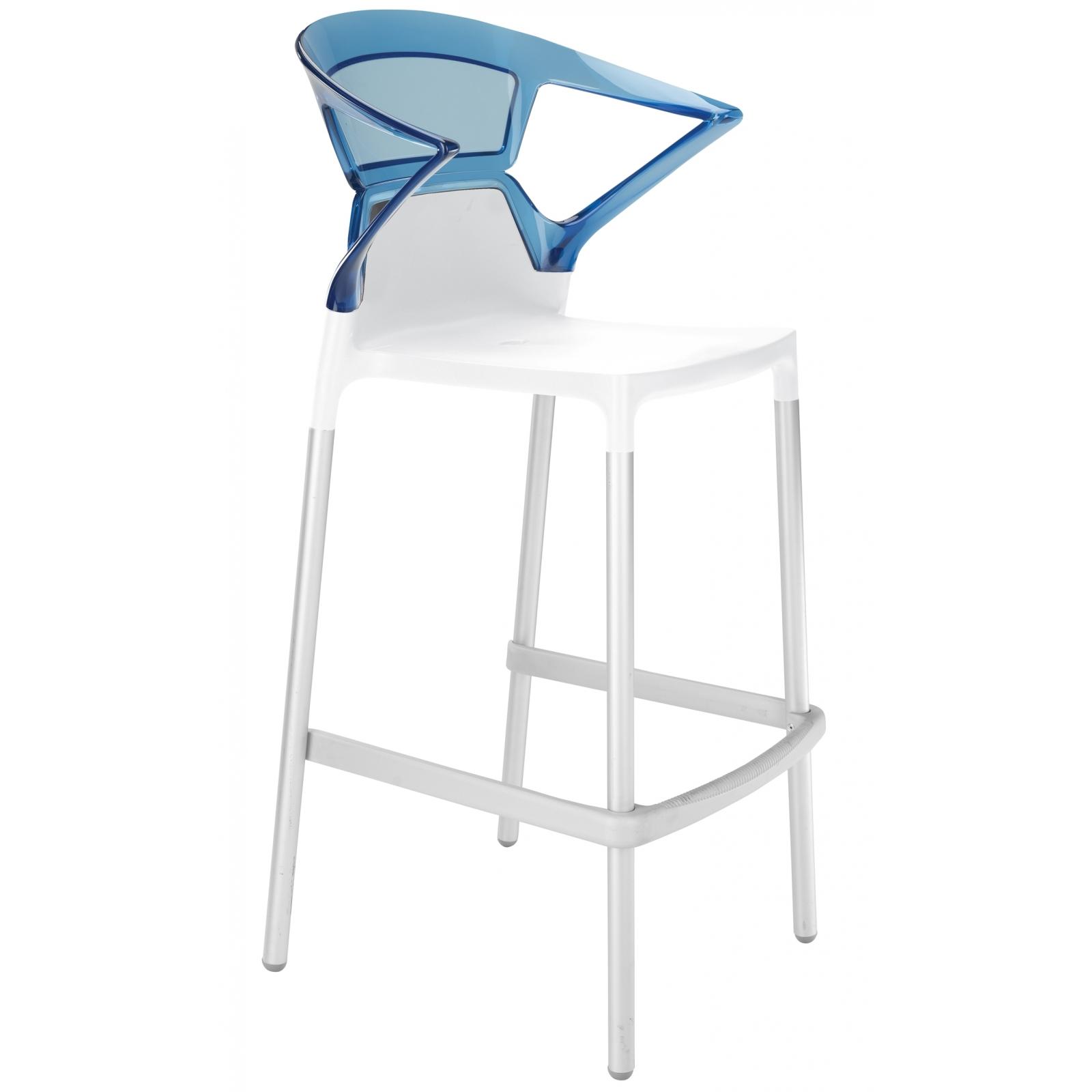 Барний стілець Ego-K Білий, Прозоро-синій