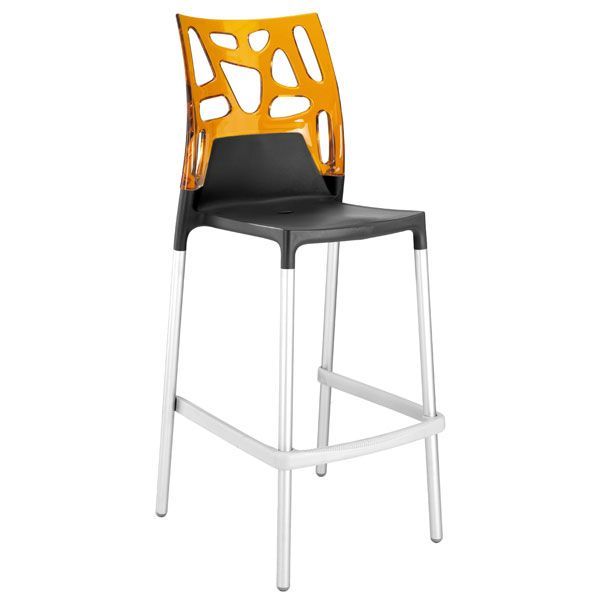 Барный стул Ego-Rock Антрацит, Прозрачно-оранжевый
