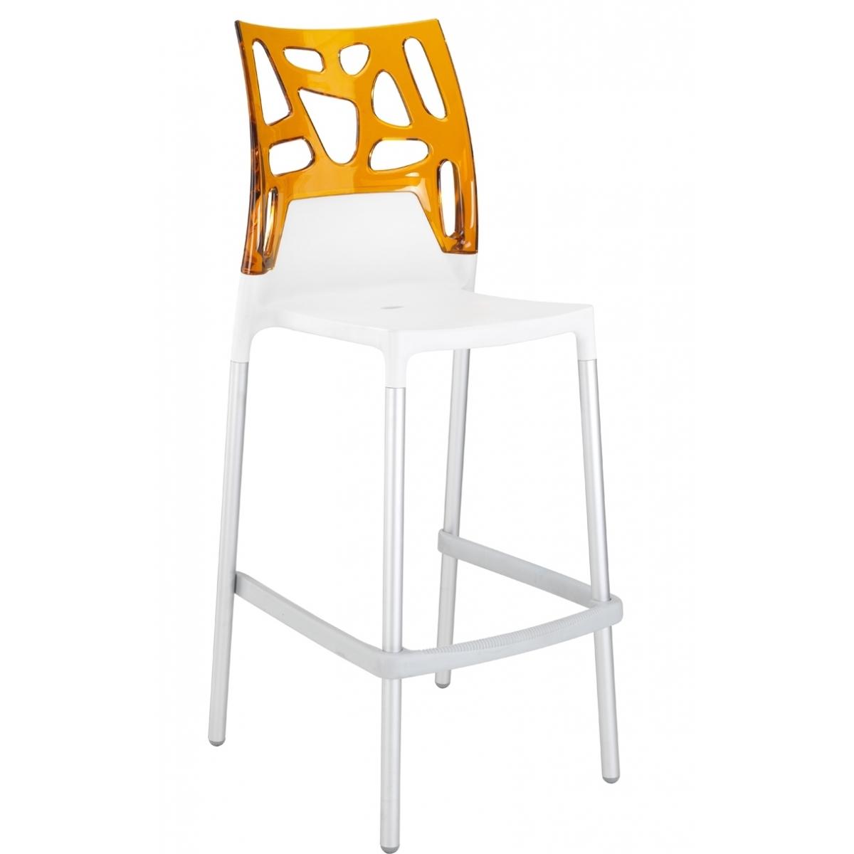 Барный стул Ego-Rock Белый, Прозрачно-оранжевый