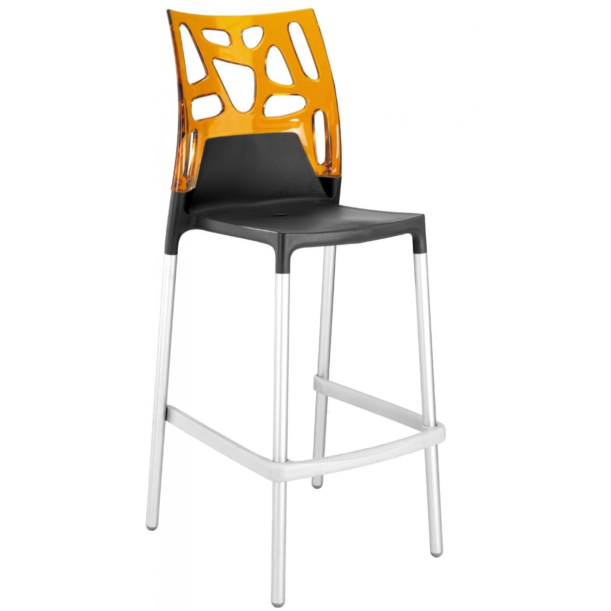 Барный стул Ego-Rock Черный, Прозрачно-оранжевый