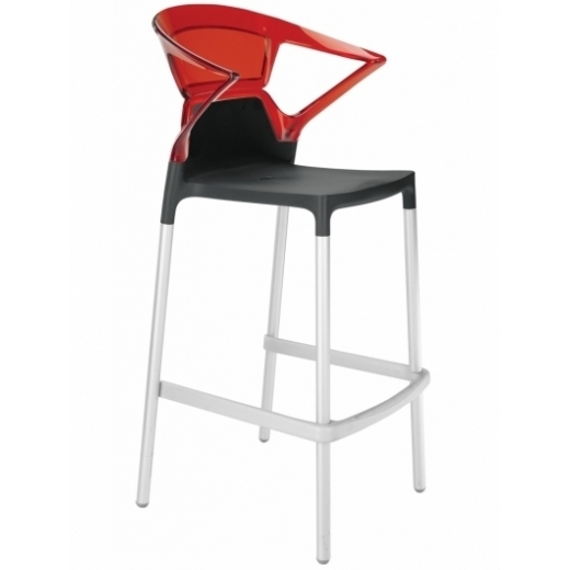 Барный стул Ego-K Черный, Прозрачно-красный
